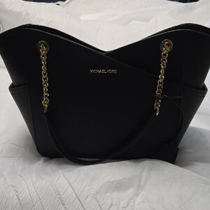 Michael Kors Black Tote with Gold Accents